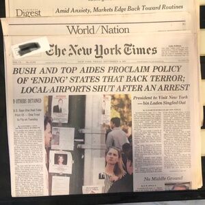 Friday, 9/14/2001 edition of The New York Times